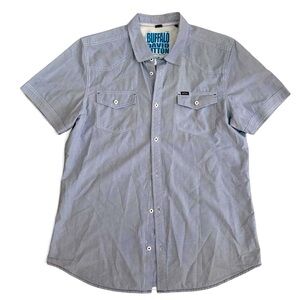 Buffalo David Bitton Western Button Down Short Sleeve Shirt Micro Seersucker